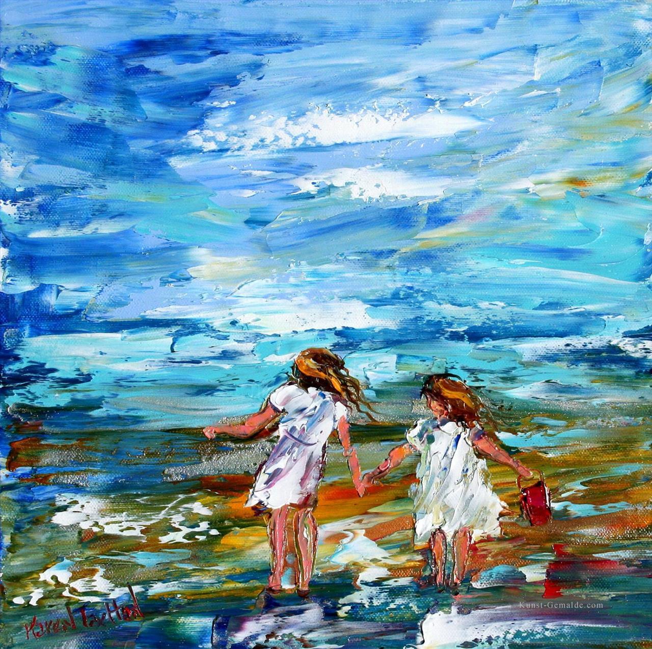 kleine Mädchen auf von Palettenmesser Impressionismus Kinder Strang Ölgemälde
